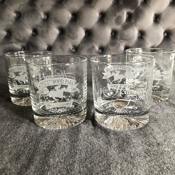Set of 4 Hollywood Park 1998 60th Anniversary Glass Tumblers